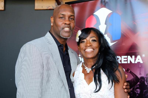 NBA and WNBA Hall of Fame backcourt, Gary Payton and Ruthie Bolton-Holyfield posing on the Red Carpet!
