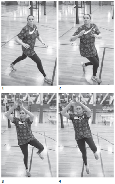 Lindsey Berg shows how to Step, crossover off one leg is more advanced than the two-step movements.