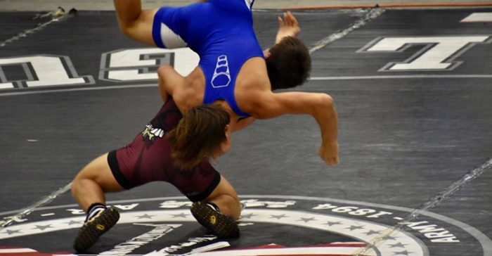 Granada Wrestling's Carter Bailey (Blue Singlet), CIF State Medalist/Folkstyle All-American (Photo courtesy of Brenda Chambers)
