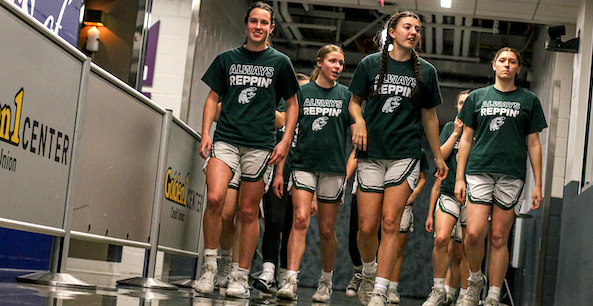 Colfax Girls Basketball Team Walks To The Main Floor At The 2024 CIF Division II State Championship Game.