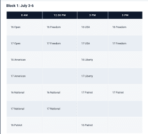 Block 1 Volleyball schedule