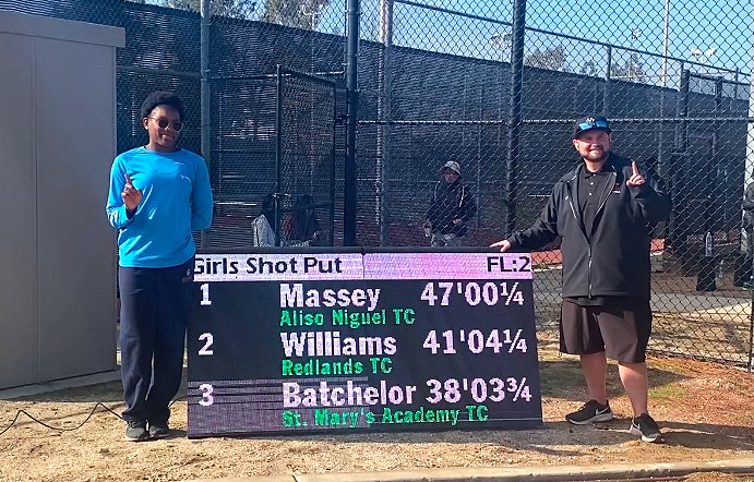 Jaslene Massey of Aliso Niguel sets California Winter Outdoor Championships girls shot put record; Moorpark’s Davis Benson equals meet all-time mark in boys high jump