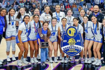 Caruthers girls basketball team honors former assistant coach Larry Trigueiro with third state title in seven years, defeating Rancho Bernardo for first Division 2 crown